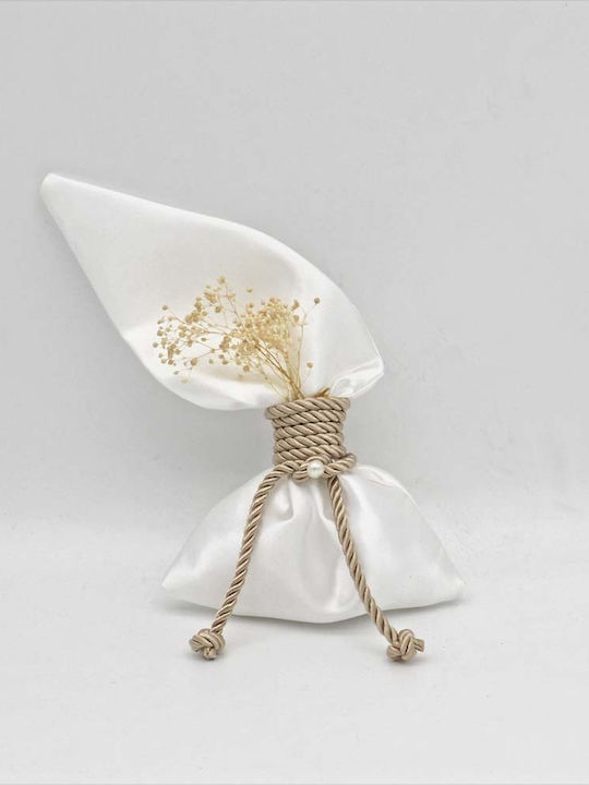 Wedding Favor Satin Pouch Cord Baby's Breath Pearl