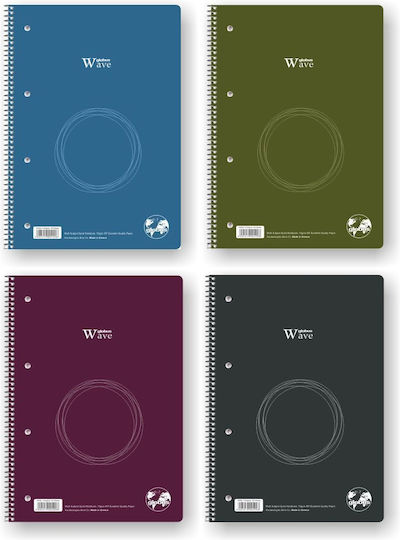 Globus Spiral Ruled Notebook B5 3 Subjects Wave Blue