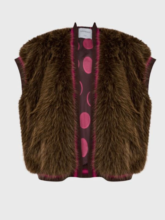 Sleeveless Short Women's Fur Brown