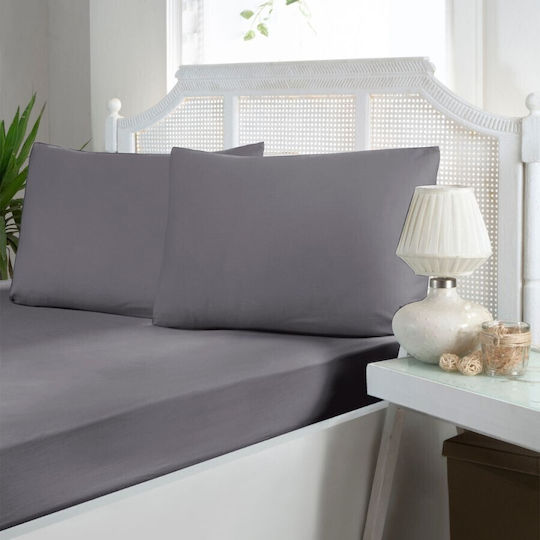 First Choice Set Cearceafuri De Pat Cu 2 Fețe De Pernă King Size Cu Hugger Din Cauciuc 200x200cm Gri 3 Buc