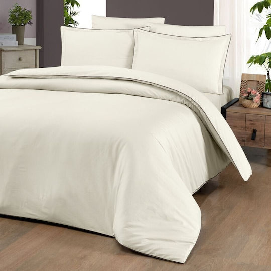 First Choice Set Huse Pentru Pilote Duble Cu 4 Fețe De Pernă Și 1 Cearceaf 200x220cm Lucca Cream
