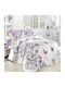 First Choice Set Huse Pentru Pilote 100% Bumbac Dublu Cu 4 Fețe De Pernă & 1 Cearceaf 200x220cm Purple Butterflies And Flowers