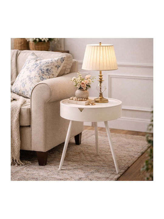 Round White Metal Side Coffee Table W40.5xL40.5...