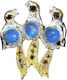 Brooch Silver Opals 925 Natural Sapphires Bird