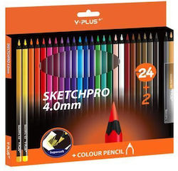 Ξυλομπογιές Σετ 24+2 Τμχ Y-plus+ Sketchpro