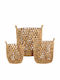 Atmosphera Set Decorative Baskets Wicker with Handles Light Blue 3 Pieces