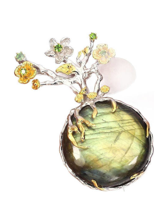 Brosa Pandantiv Labradorit 73.84ct Diopside