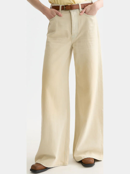 Scotch & Soda Wave Hochgebirge Damen Jeans Hosen in Breit Bein Stil Beige Scotch & Soda Wave Hochgebirge Damen Jeans Hosen in Breit Bein Stil Beige