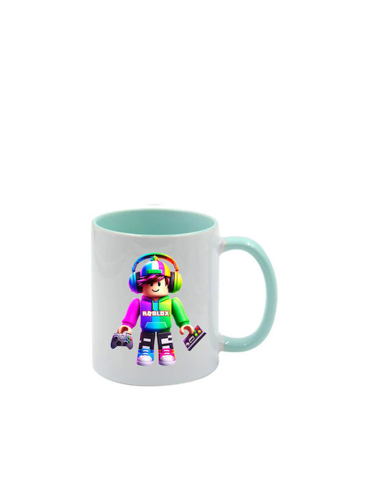 Roblox Tasse Grünes Minzdesign Mit Griff Innen