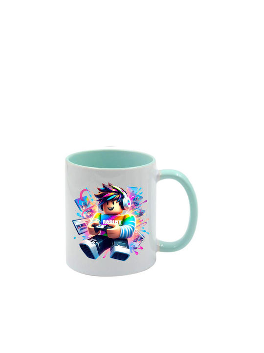 Roblox Tasse Grünes Minzdesign Mit Griff Innen