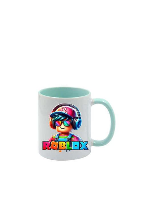 Roblox Tasse Grünes Minzdesign Mit Griff Innen