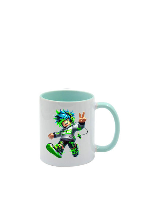 Roblox Tasse Grünes Minzdesign Mit Griff Innen