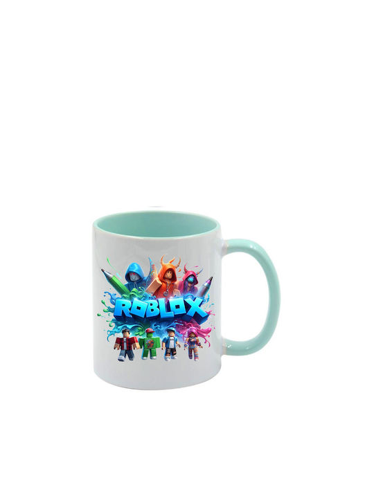Roblox Tasse Grünes Minzdesign Mit Griff Innen