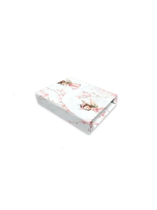 Qmini Lenjerie De Patut Bebe Pentru Patut Bumbac Cu Cauciuc Roz 76x43cm