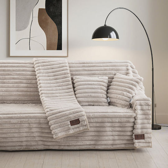 Beauty Home Stripe Art 8725 Σετ Ριχτάρια 2τμχ Γούνινο Μπεζ