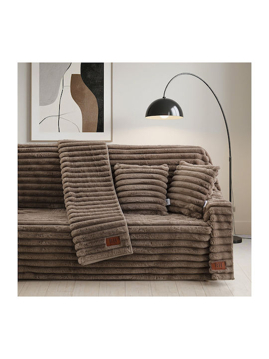 Beauty Home Stripe Art 8726 Σετ Ριχτάρια 2τμχ Γούνινο Μόκα 8726ΣΕΤ2