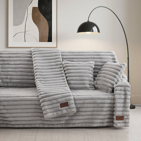 Beauty Home Stripe Art 8727 Σετ Ριχτάρια 2τμχ Γούνινο Γκρι