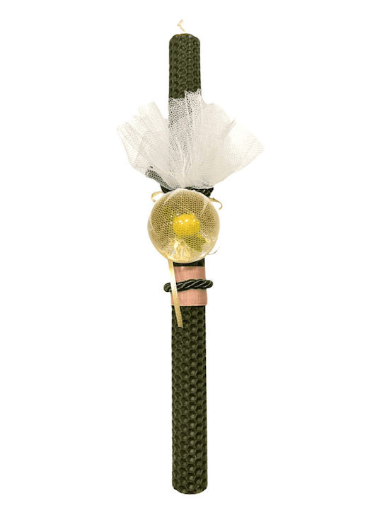 Easter Candle Round Green Beeswax Melia-lamp-107