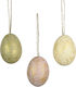 Set Of 6 Pieces Hanging Decorative Eggs Three Colours 4x6 Cm
