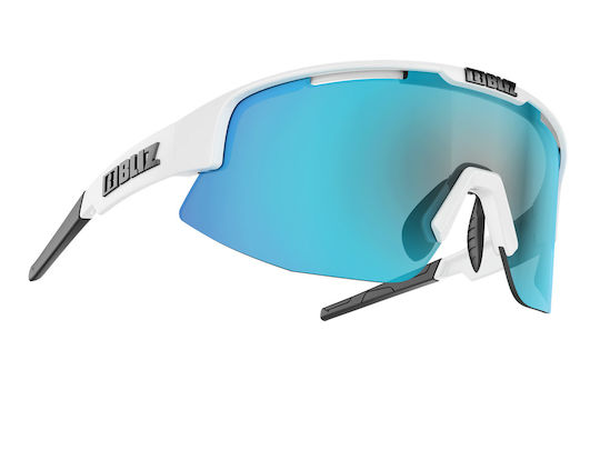 Bliz Cycling Glasses Matrix With White Frame And Mirror Dark Transparent Lenses