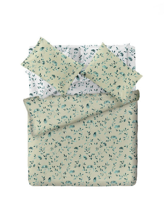 Saint Clair Set Single Sheets with Elastic Band Cotton Amor Aqua 160x200cm 4 Pieces