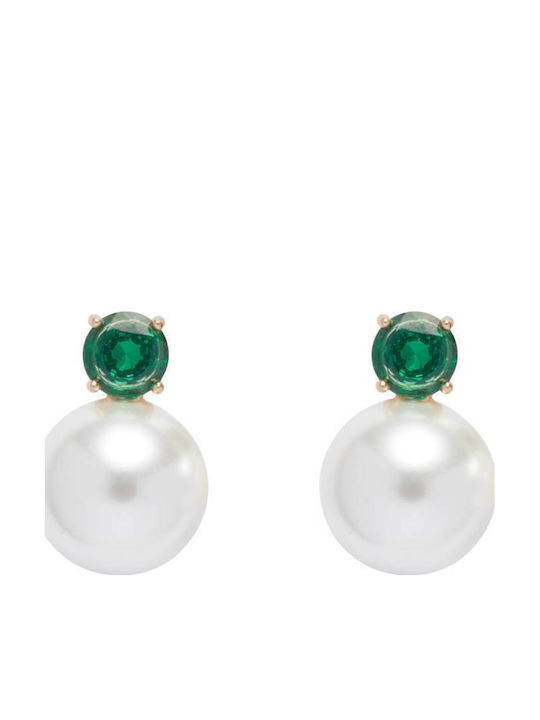 U.S. Polo Assn. Earrings with Green Pearls