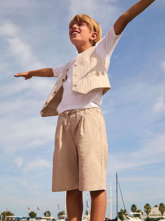 Kids Fabric Beige Shorts/Bermuda