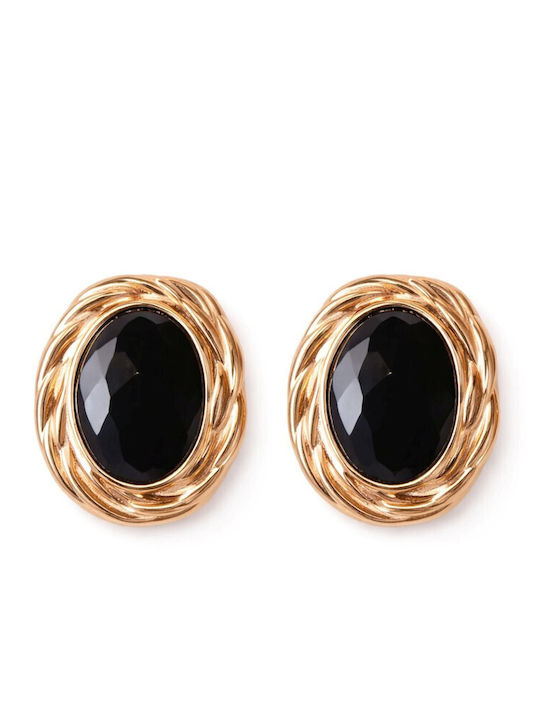 Eluna Knitted Stud Earrings with Black Pearls