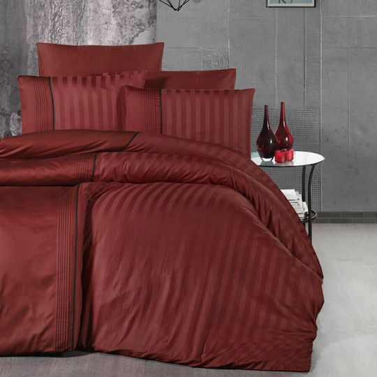 First Choice Set Huse Pentru Pilote Din Bumbac Dublu Cu 4 Fețe De Pernă Și 1 Cearceaf 200x220cm Cinnamon