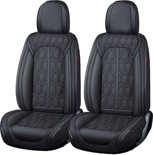 Set 1 Huse Scaune Auto Premium 5 Locuri Carguard Deluxe Piele Eco Perforată Neagră