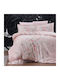 First Choice Set Huse Pentru Pilote Din Bumbac Dublu Cu 4 Fețe De Pernă Și 1 Cearceaf 200x220cm Roz
