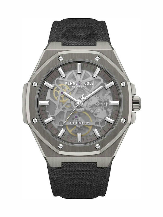 Kenneth Cole Men's Automatic Watch With Black Fabric Strap