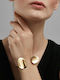 Elegant Women's Gold Plated Steel Handcuff Bracelet