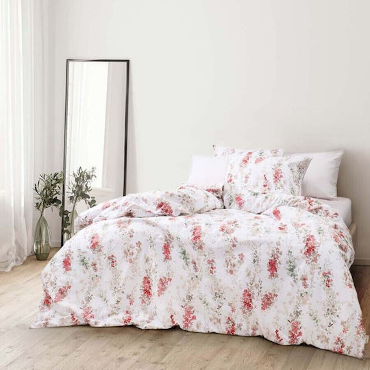 Majoli Bahar Cotton Double Duvet Cover Set With 2 Pillowcases & 1 Bed Sheet 200x220cm Floral