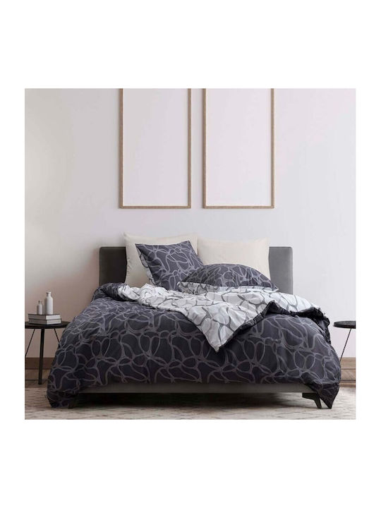 Majoli Bahar Set Huse Pentru Pilote 100% Bumbac Dublă Cu 2 Fețe De Pernă & 1 Cearceaf 200x220cm Gri
