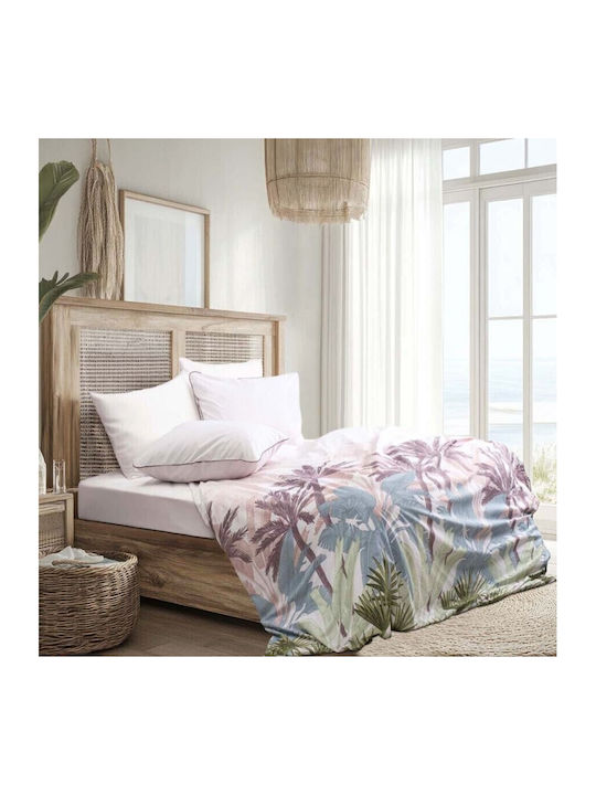 Majoli Bahar Set Huse Pentru Pilote 100% Bumbac Dublu Cu 2 Fețe De Pernă & 1 Cearceaf 200x220cm Palmera Garnet