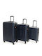 Head Travel Suitcases Hard Navy Maximum Height 74cm with 4 Wheels Set of 3 Pieces