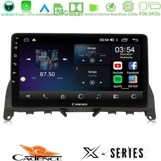 Cadence Auto-Audiosystem für Mercedes-Benz C Klasse 2008-2011 Bluetooth USB Eingebautes Wi-Fi GPS Apple CarPlay Android Auto mit Touchscreen 9 Zoll