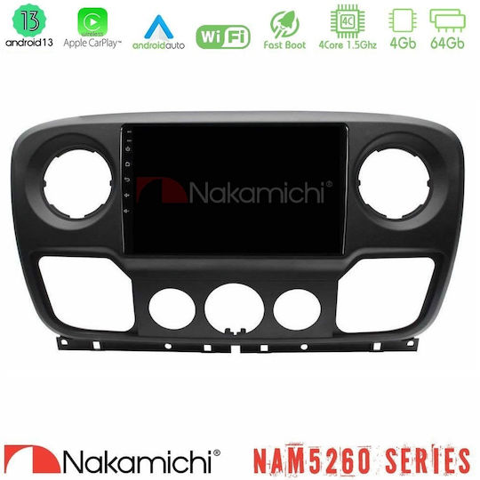 Nakamichi Ηχοσύστημα Αυτοκινήτου για Opel Movano Renault Master Nissan NV400 2011-2020 (Bluetooth/USB/AUX/WiFi/GPS/Apple-Carplay/Android-Auto) με Οθόνη Αφής 10"