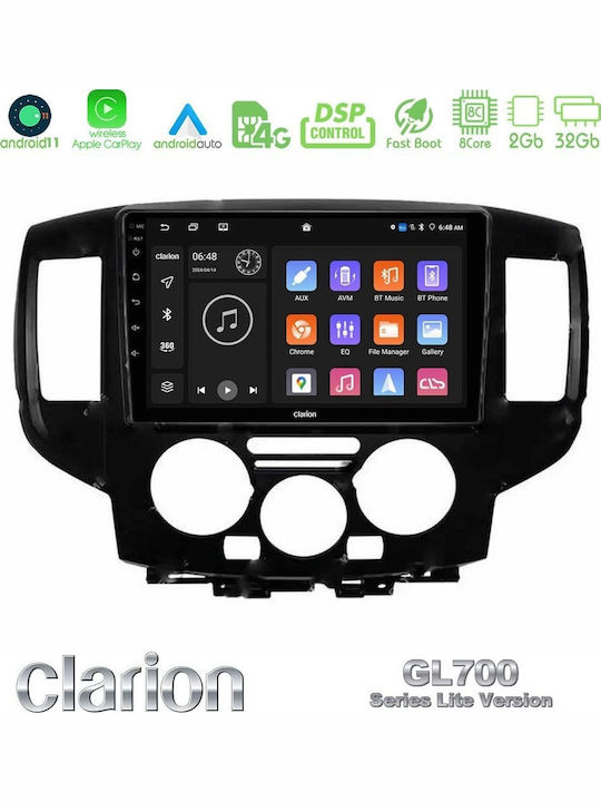 Clarion Auto-Audiosystem für Nissan NV200 2009 – 2019 Bluetooth USB Eingebautes Wi-Fi GPS Apple CarPlay Android Auto mit 9 Zoll Touchscreen