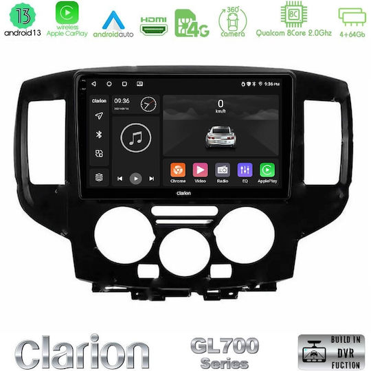 Clarion Ηχοσύστημα Αυτοκινήτου για Nissan NV200 2009 – 2019 (Bluetooth/USB/WiFi/GPS/Apple-Carplay/Android-Auto) με Οθόνη Αφής 9"