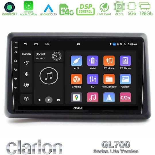 Clarion Car Audio System for Renault Express 2022-2023 Bluetooth USB WiFi GPS Apple CarPlay Android Auto with 9" Touch Screen