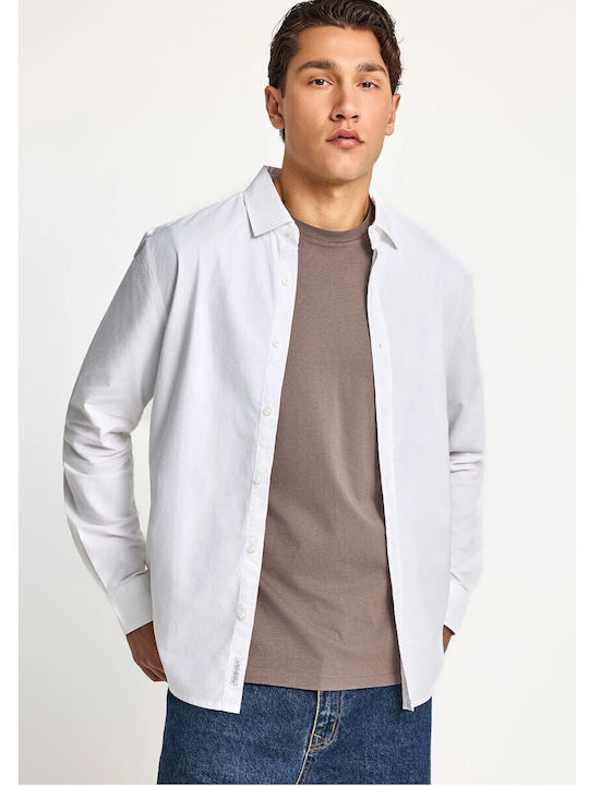 Long Sleeve Cotton Shirt in Regular Fit White