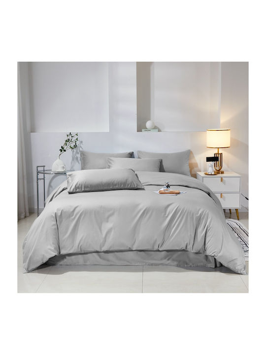 Σετ Παπλωματοθήκη Βαμβακέρή Μονή 160x240cm 1 Μαξιλαροθήκη & 1 Σεντόνι Γκρι