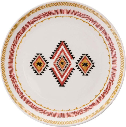 Hermia Shallow Ceramic Multicolour Plate with Diameter 25.5cm 6 Pieces