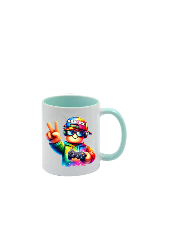 Roblox Tasse Grünes Minzdesign Mit Griff Innen