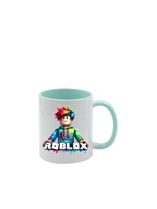 Roblox Tasse Grünes Minzdesign Mit Griff Innen