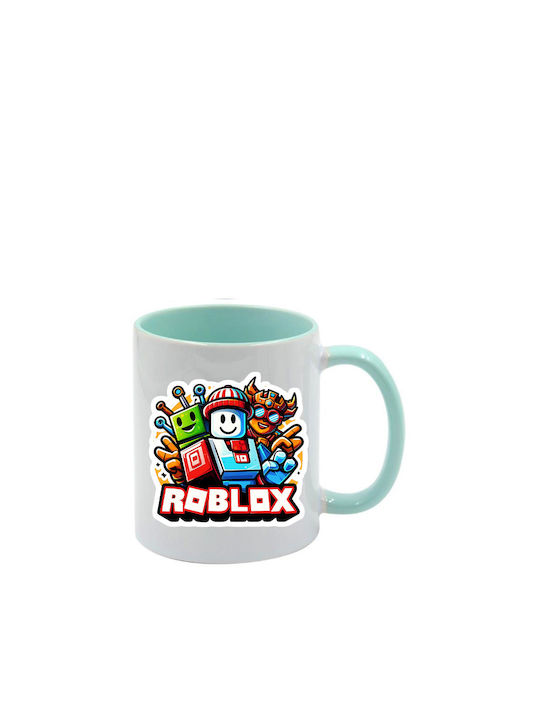 Roblox Tasse Grünes Minzdesign Mit Griff Innen