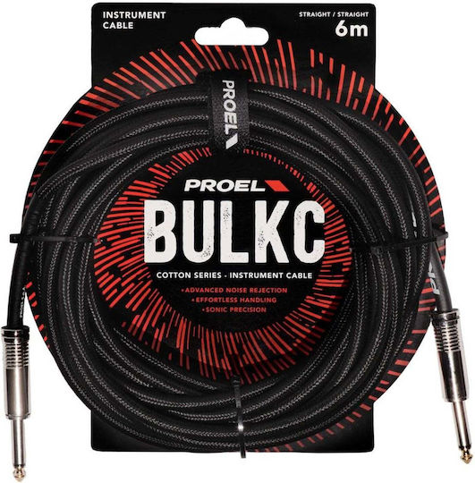 Proel Кабел 6,3 мм мъжки - 6,3 мм мъжки 6 м BULK100CLU6BK