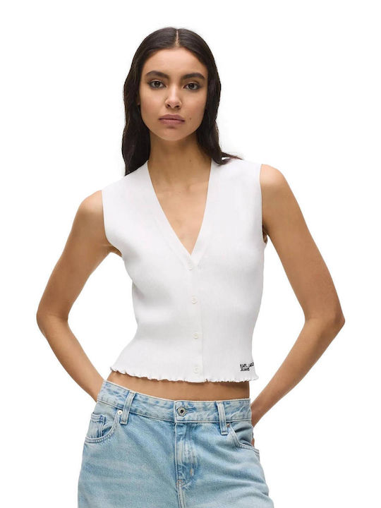 Karl Damen Ärmelloser Pullover Weiß